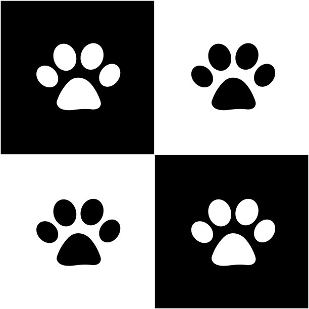 黑白爪印卡片图片下载