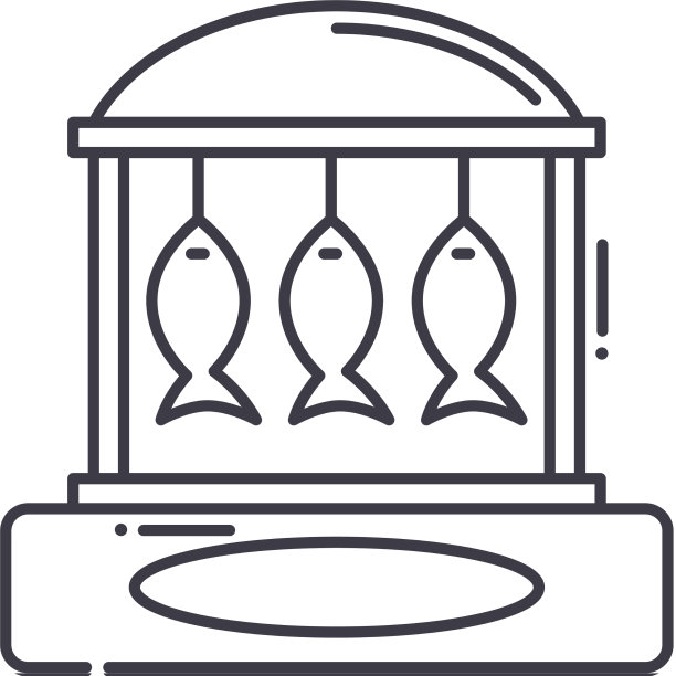 鱼亭图标线性孤立图片下载