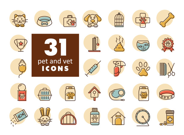 宠物和兽医图标设置图片下载