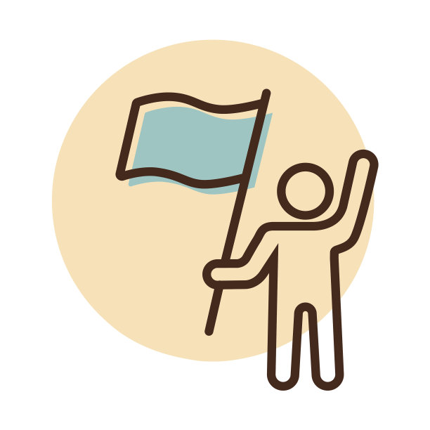 男人站在那里，手里拿着国旗图标图片下载