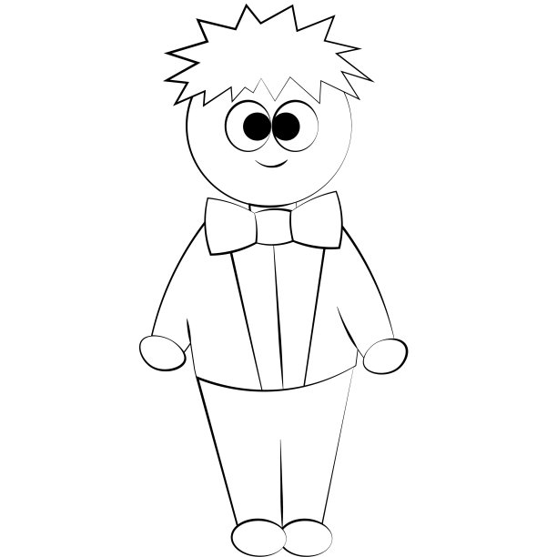 可爱的卡通男孩。用黑色和白色绘制插图图片下载