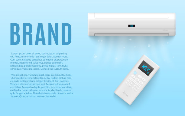 模拟横幅与空调系统，现实的矢量插图。图片下载