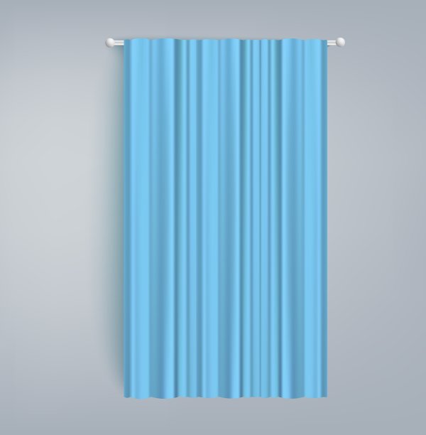 空白蓝色窗户或淋浴帘现实矢量插图孤立。图片下载