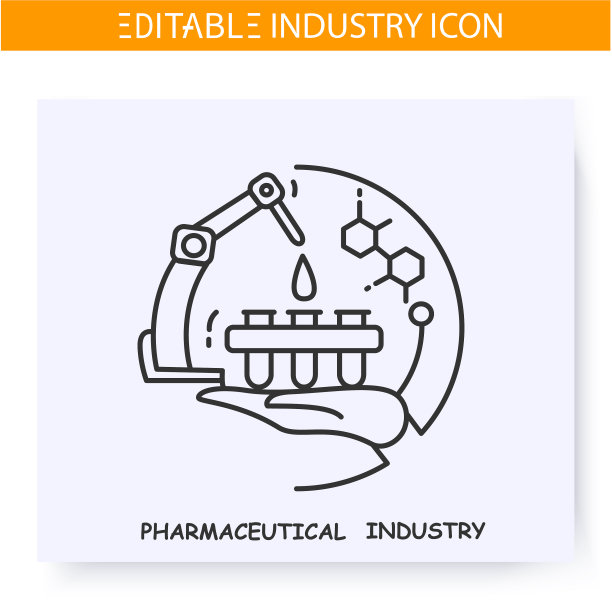 制药行业线图标可编辑图片下载