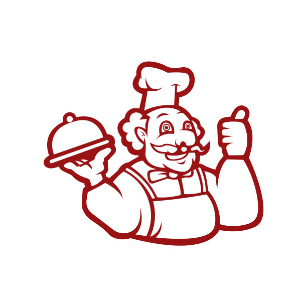 主厨餐厅吉祥物标志模板黑色和图片下载