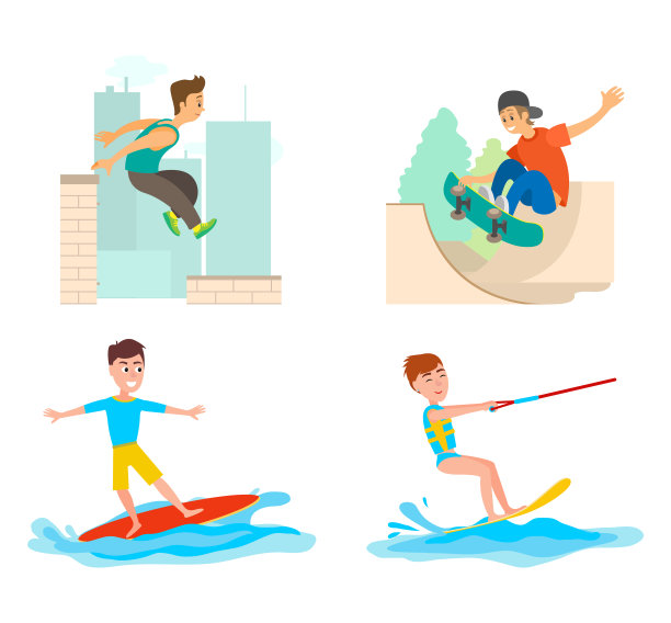 跑酷和滑板，冲浪板设置图片下载