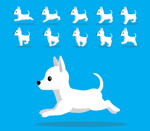 动物动画序列狗印加兰花卡通向量图片下载