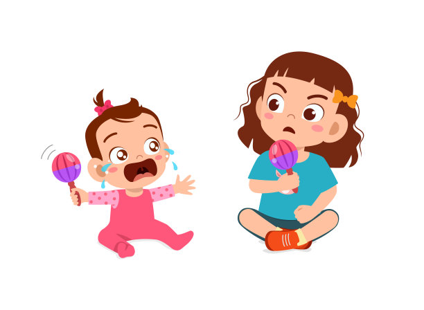 坏女孩把婴儿兄弟弄哭了图片下载