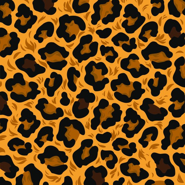 插图豹皮肤斑点在棕色和黑色的黄色背景图片下载