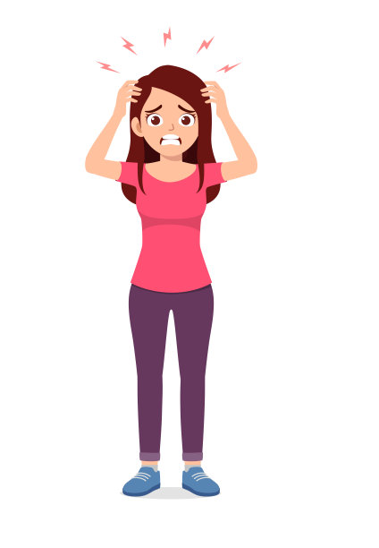 年轻漂亮的女人感到头痛和疼痛图片下载