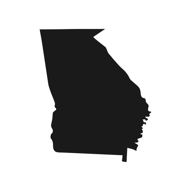 乔治亚州黑色地图上的白色背景图片下载