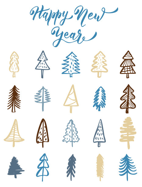 圣诞涂鸦冷杉树手绘集图片下载