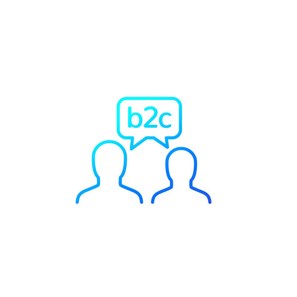 白色背景上的B2C线性图标图片下载