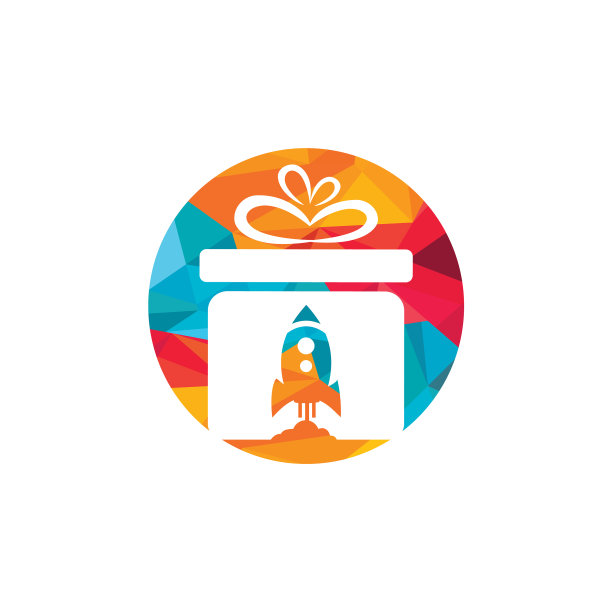 礼品包装与火箭速度标志设计图片下载