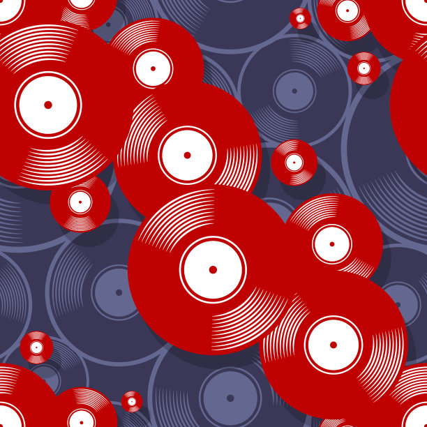 复古唱片无缝模式矢量数字纸设计图片下载