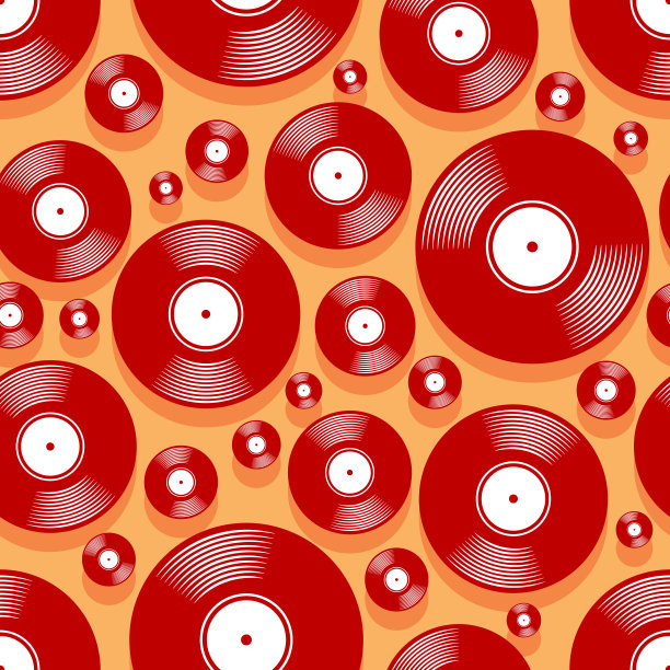 复古唱片无缝模式矢量数字纸设计图片下载
