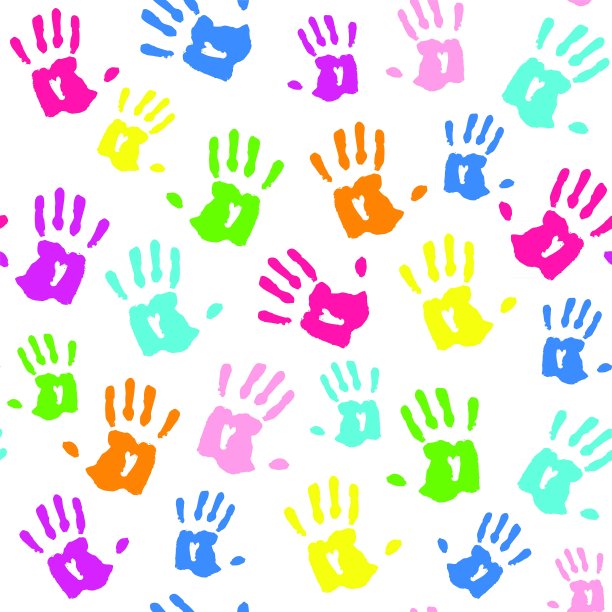 白色背景上的多色手印插图图片下载