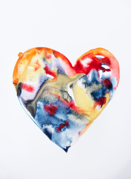 爱的概念。彩色的心作为水彩画在纸上图片下载