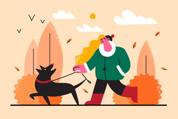 宠物散步和跌倒的概念图片下载