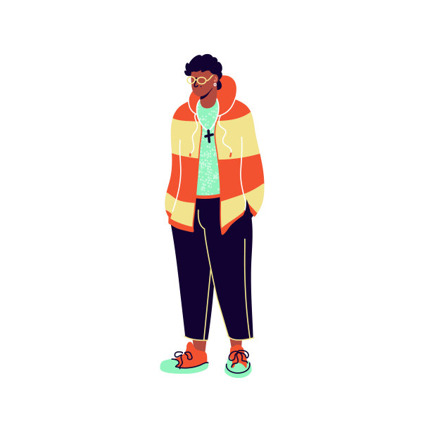 白色背景下穿着时髦衣服的黑人图片下载