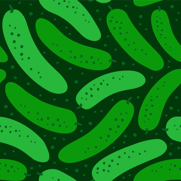 绿色的黄瓜。装饰无缝图案背景与风格化黄瓜。现代平面矢量设计。矢量插图。图片下载