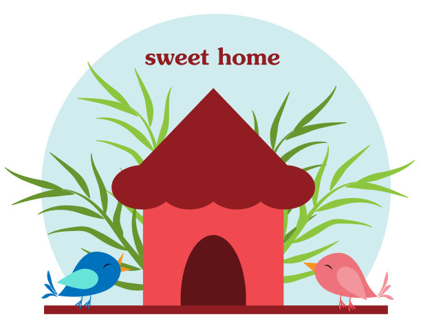 鸟舍附近的彩色鸟图片下载