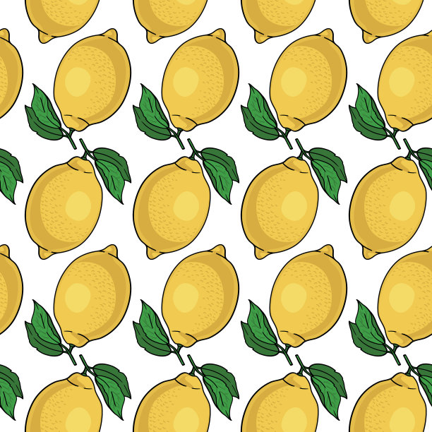 黄色柠檬无缝图案图片下载