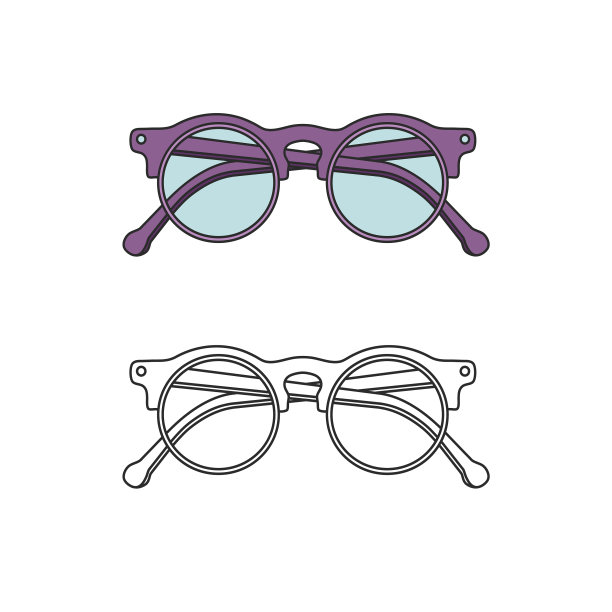 手绘轮廓孤立眼镜图片下载