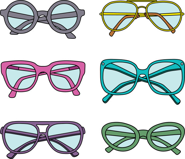 太阳镜图标设置孤立的白色背景图片下载