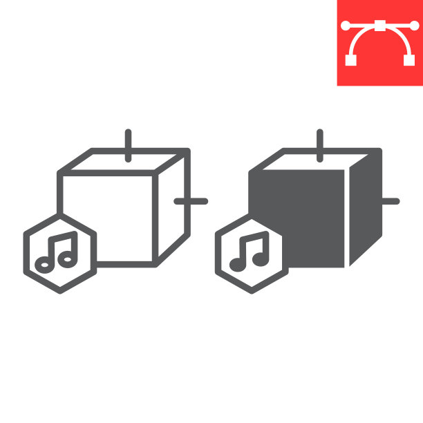 音乐NFT线性字形图标：唯一代币和NFT区块链，非同质化代币矢量图标，矢量图形，可编辑笔触轮廓符号，EPS 10图片下载