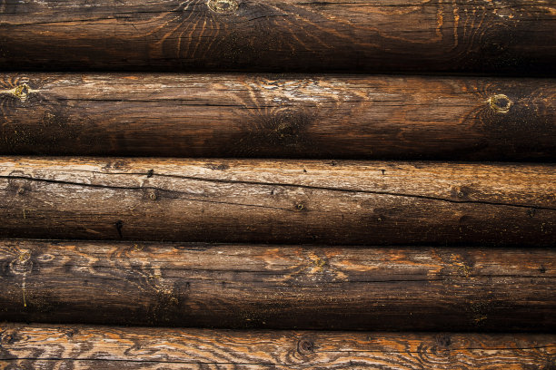 褐色质朴的木质纹理背景。木屋的正面，复制空间图片下载