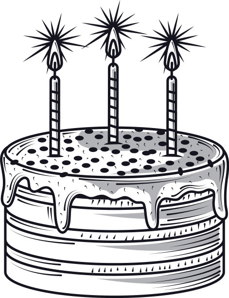 生日蛋糕和燃烧的蜡烛图片下载