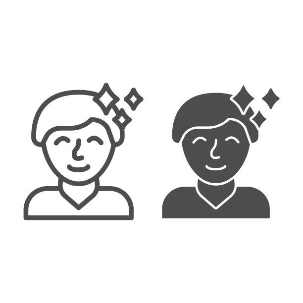 健康男孩线和固体图标卫生常规图片下载