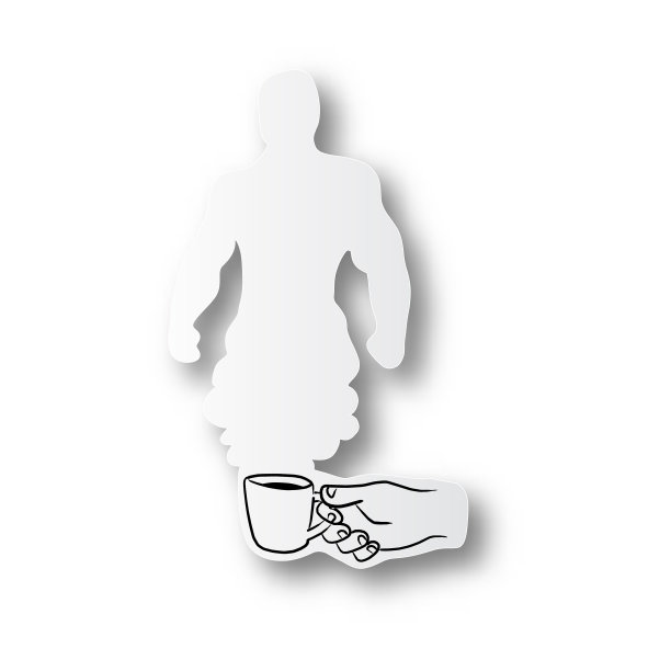 手拿着咖啡画上黑线图片下载