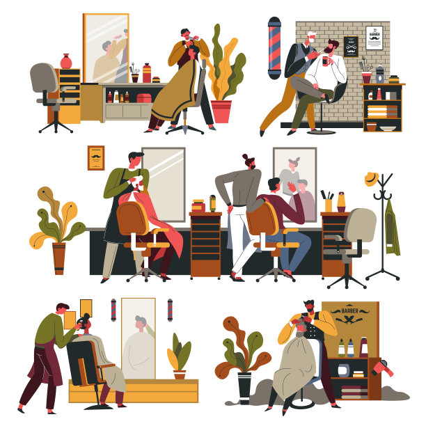 理发店为男士理发和美发服务图片下载