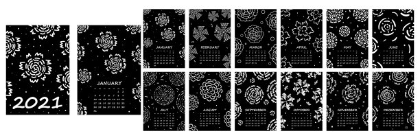 日历2021年度周开始于周日图片下载