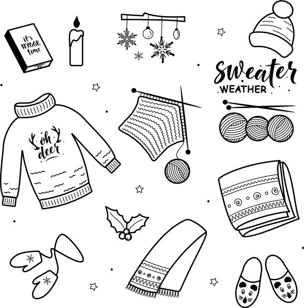 大set hygge和圣诞编织元素图片下载