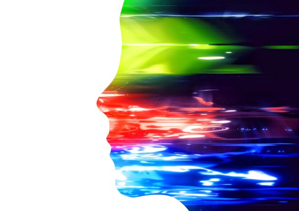 一个抽象的人的侧面的3D插图图片下载