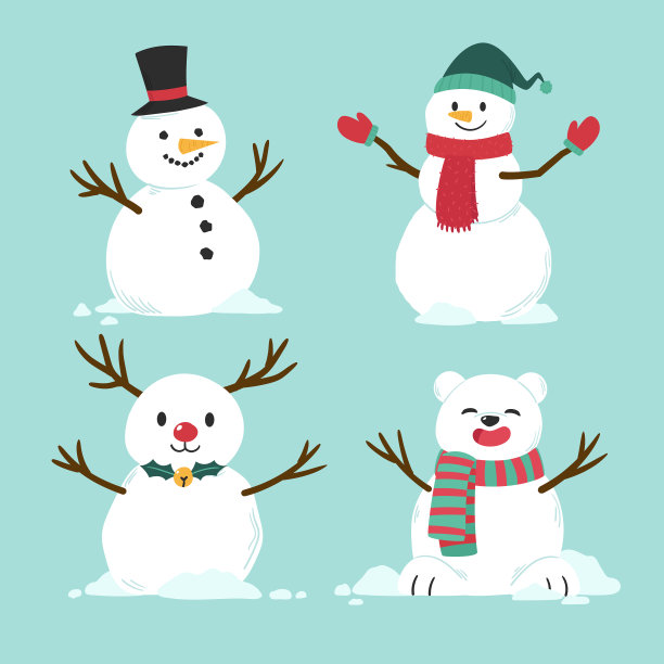 手绘雪人人物收集图片下载