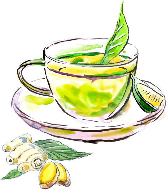 姜柠檬水彩茶图片下载