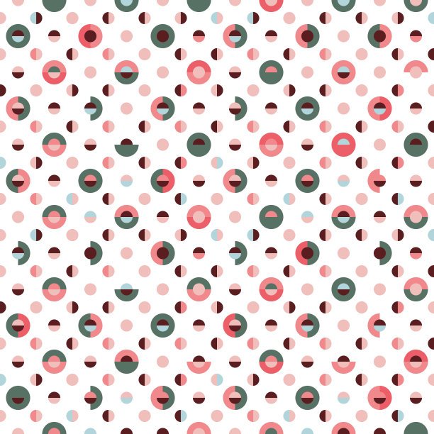 彩色无缝矢量几何图案瓷砖大、小圆和半圆。图片下载