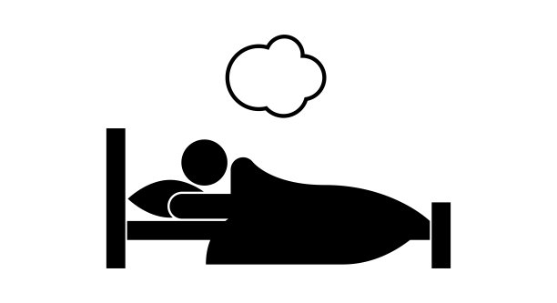 睡眠。男人睡在床上简单的图标。矢量图图片下载