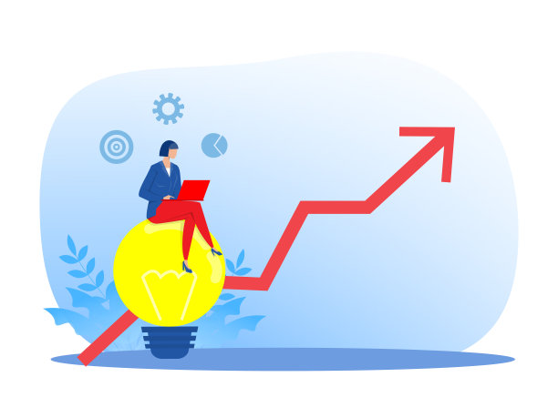 女商人用箭头指向目标，实现目标的概念，向量创造了想法图片下载