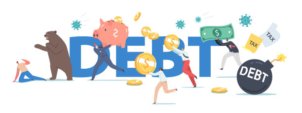 债务的概念。新冠肺炎大流行期间的熊市，新冠肺炎引发的股市恐慌。商业投资者逃离细胞图片下载
