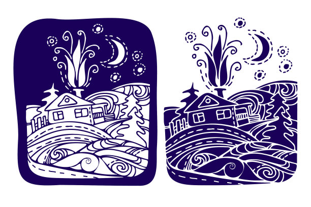 孤立的线条设计集海景景观图片下载