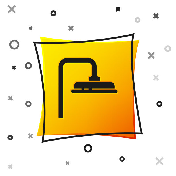 黑色莲蓬头上有水滴流动的图标图片下载