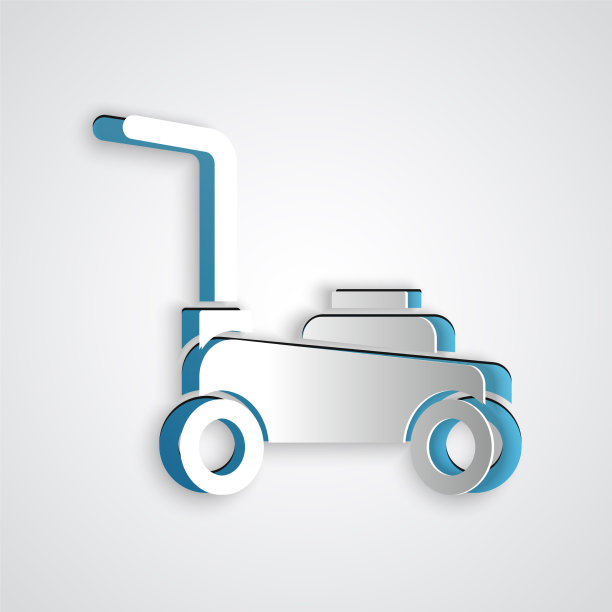 剪纸割草机图标孤立在灰色图片下载