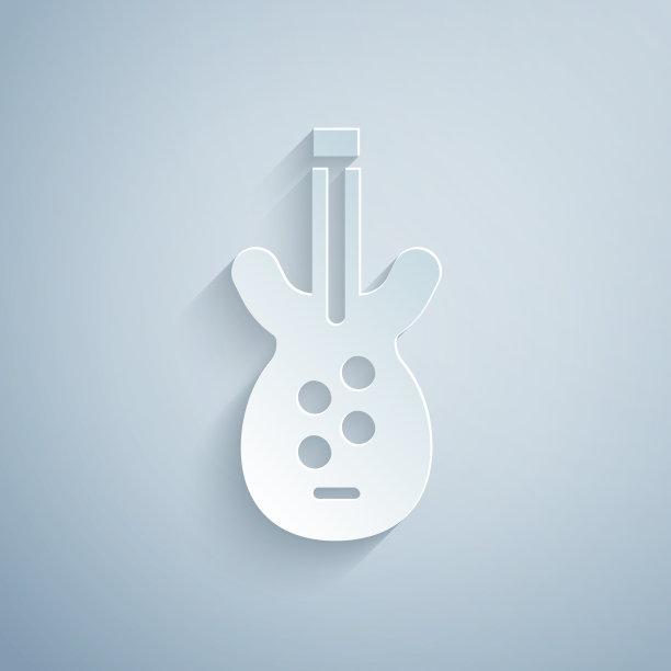 剪纸电贝斯吉他图标孤立上图片下载