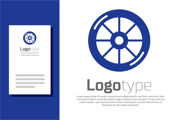 蓝色自行车车轮图标孤立在白色图片下载