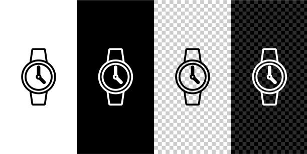 设置线腕表图标隔离在黑色和图片下载